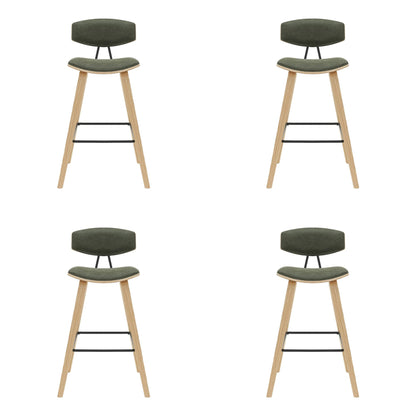 Fox - Bar Height Curved Back Wood Bar Stool With Faux Leather Seat