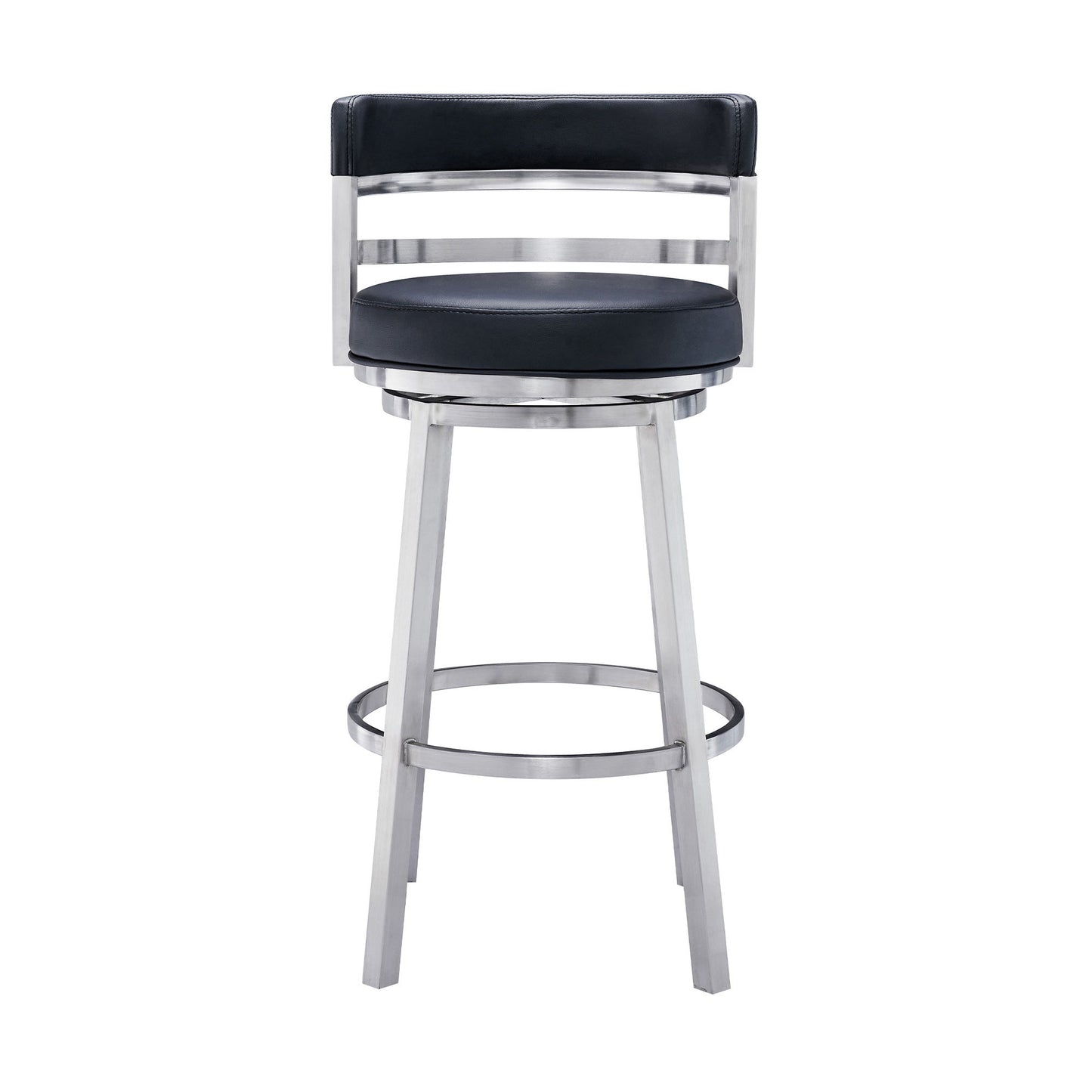 Titana - Swivel Faux Leather And Brushed Stainless Steel Bar Stool