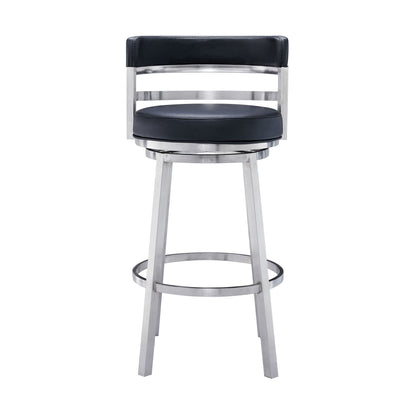 Titana - Swivel Faux Leather And Brushed Stainless Steel Bar Stool