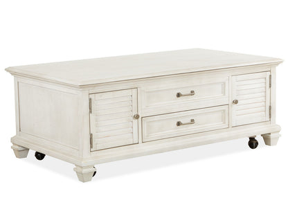 Newport - Lift Top Storage Cocktail Table (With Casters) - Alabaster