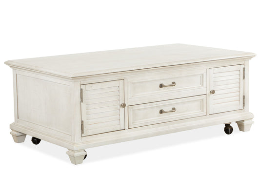 Newport - Lift Top Storage Cocktail Table (With Casters) - Alabaster