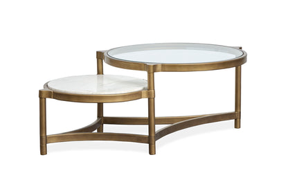 Cassidy - Shaped Cocktail Table - Aged Brass And Volakas Classic