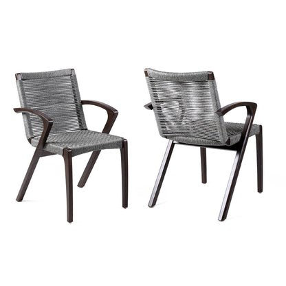 Nabila - Outdoor Wood And Rope Dining Chairs (Set of 2)