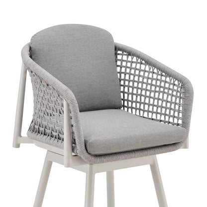 Rhodes - Outdoor Patio Swivel Counter Stool - Light Gray