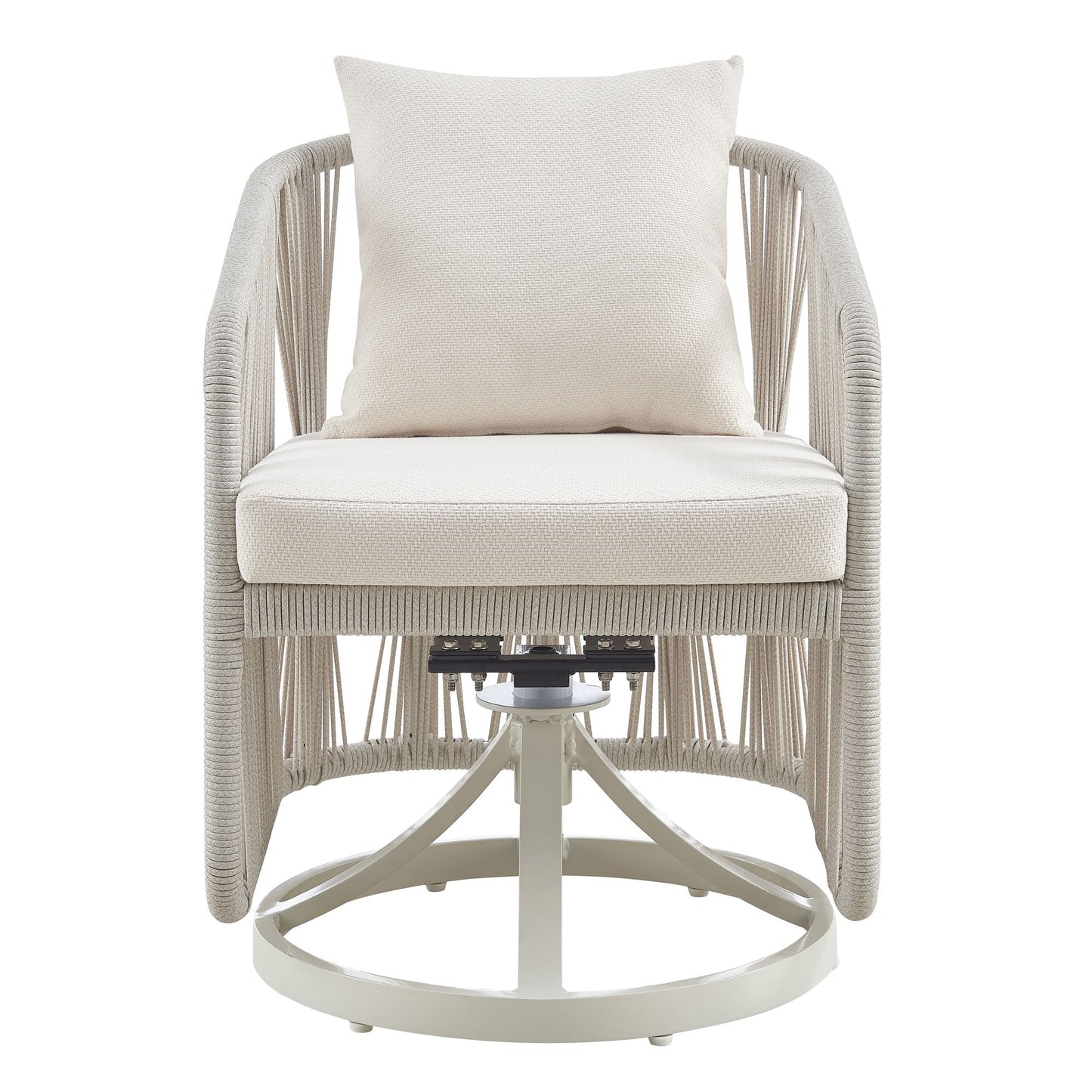 Breeze - Cream Metal Outdoor Swivel Dining Chair With Cushions - Pearl