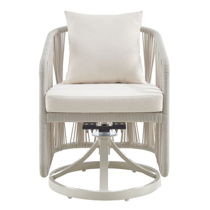 Breeze - Cream Metal Outdoor Swivel Dining Chair With Cushions - Pearl