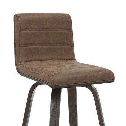 Vienna - 39.5" Swivel Bar Height Square Back Wood Bar Stool With Faux Leather Seat