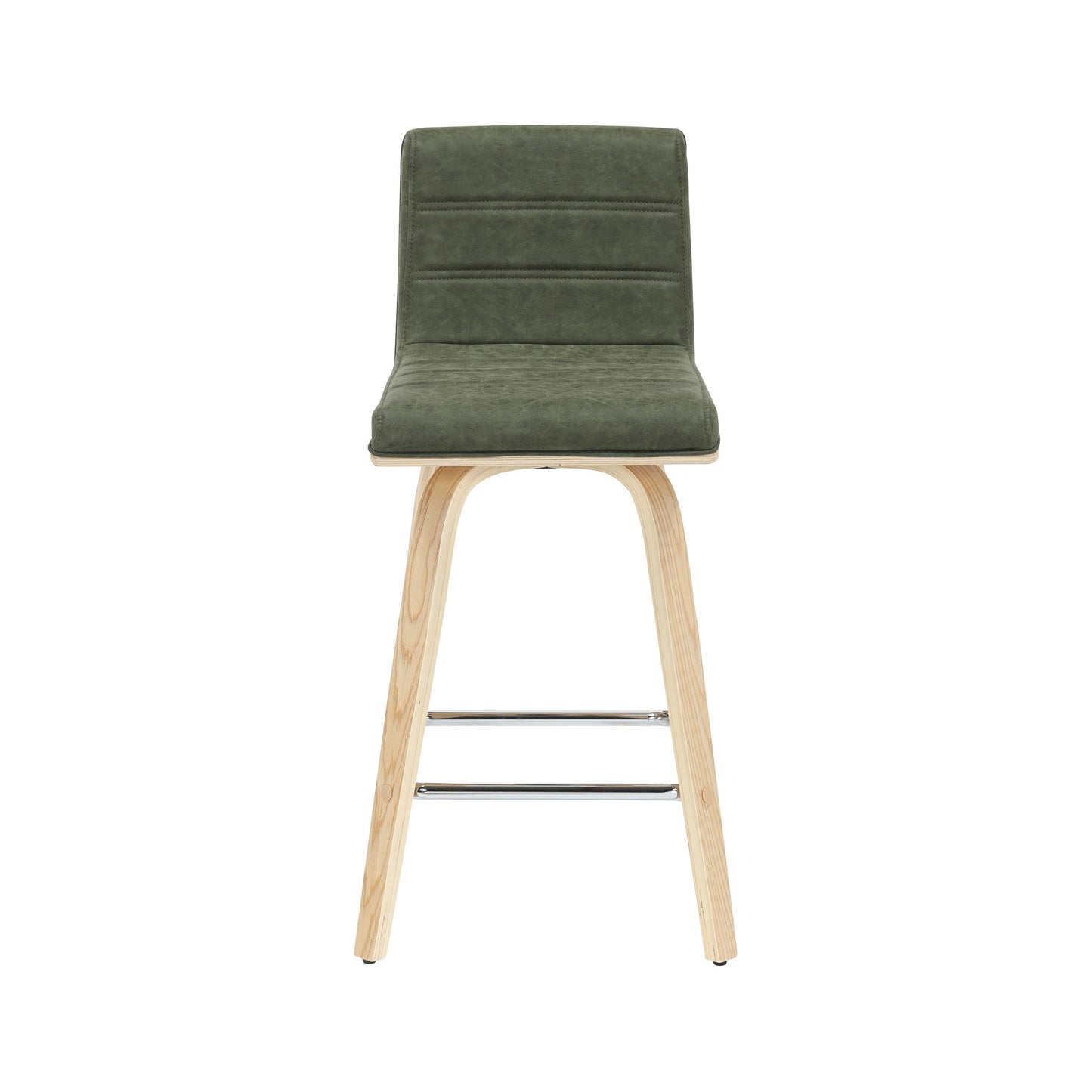 Vienna - 35.5" Swivel Counter Height Square Back Wood Bar Stool With Faux Leather Seat