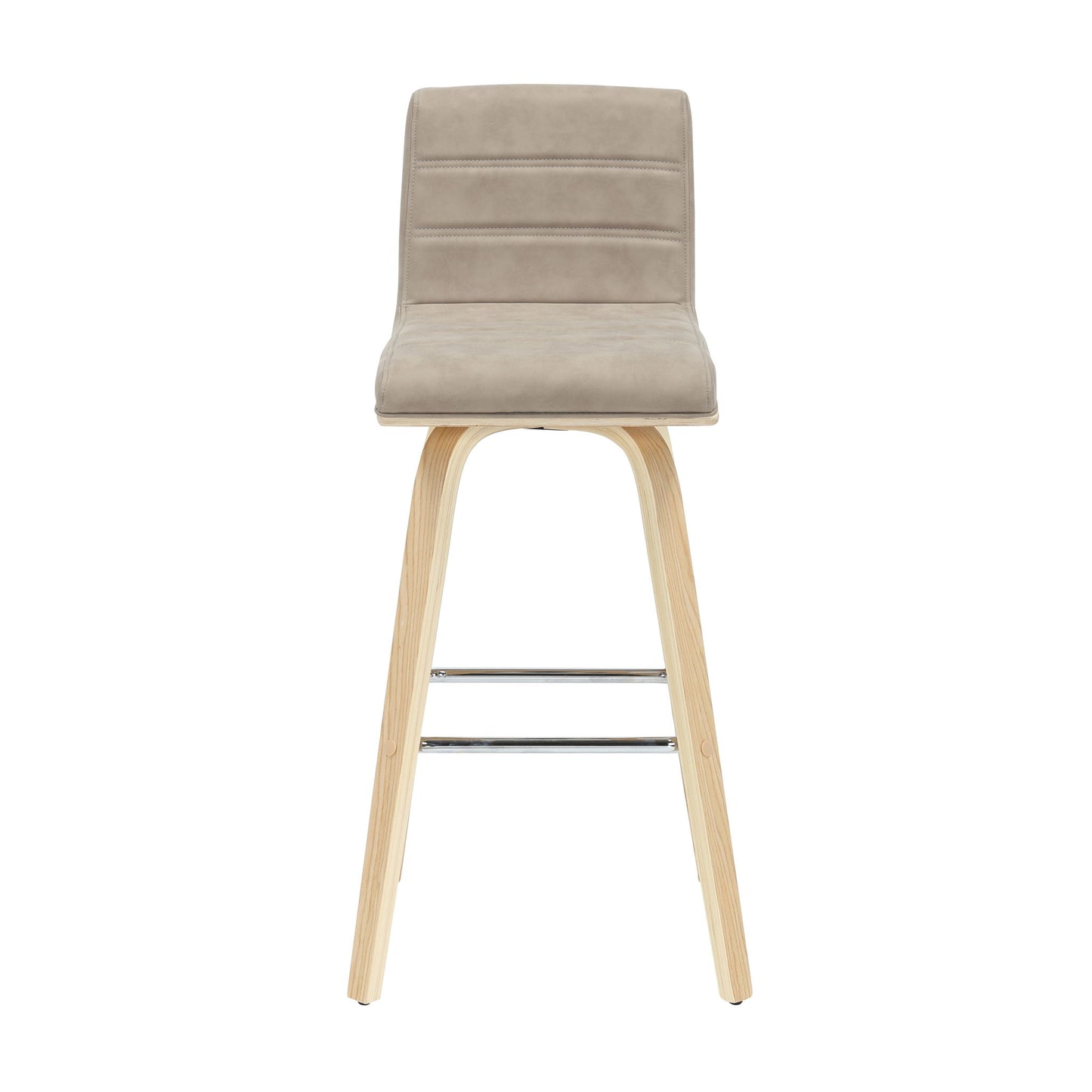 Vienna - 39.5" Swivel Bar Height Square Back Wood Bar Stool With Faux Leather Seat