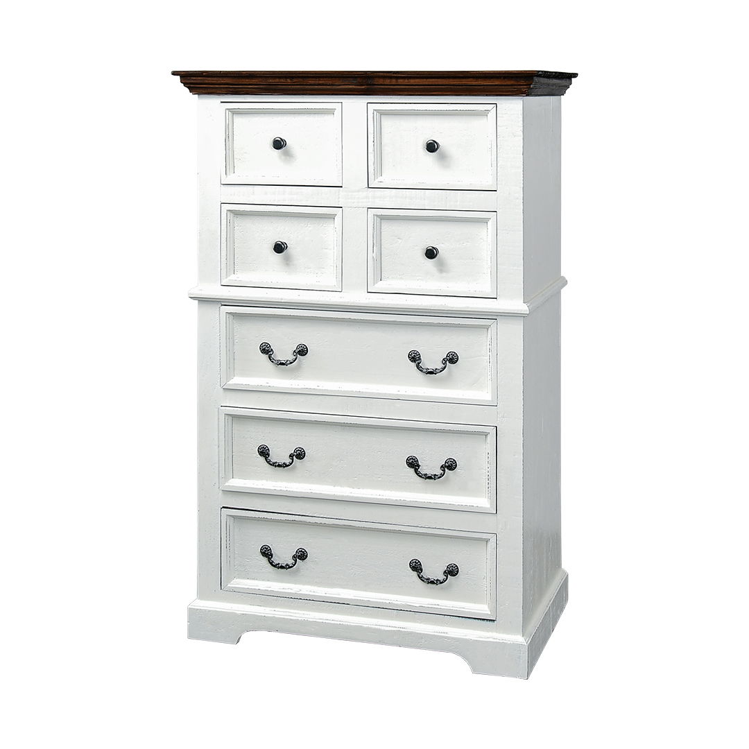 Madison Avenue - 7-Drawers Chest - Aged White / Tobacco