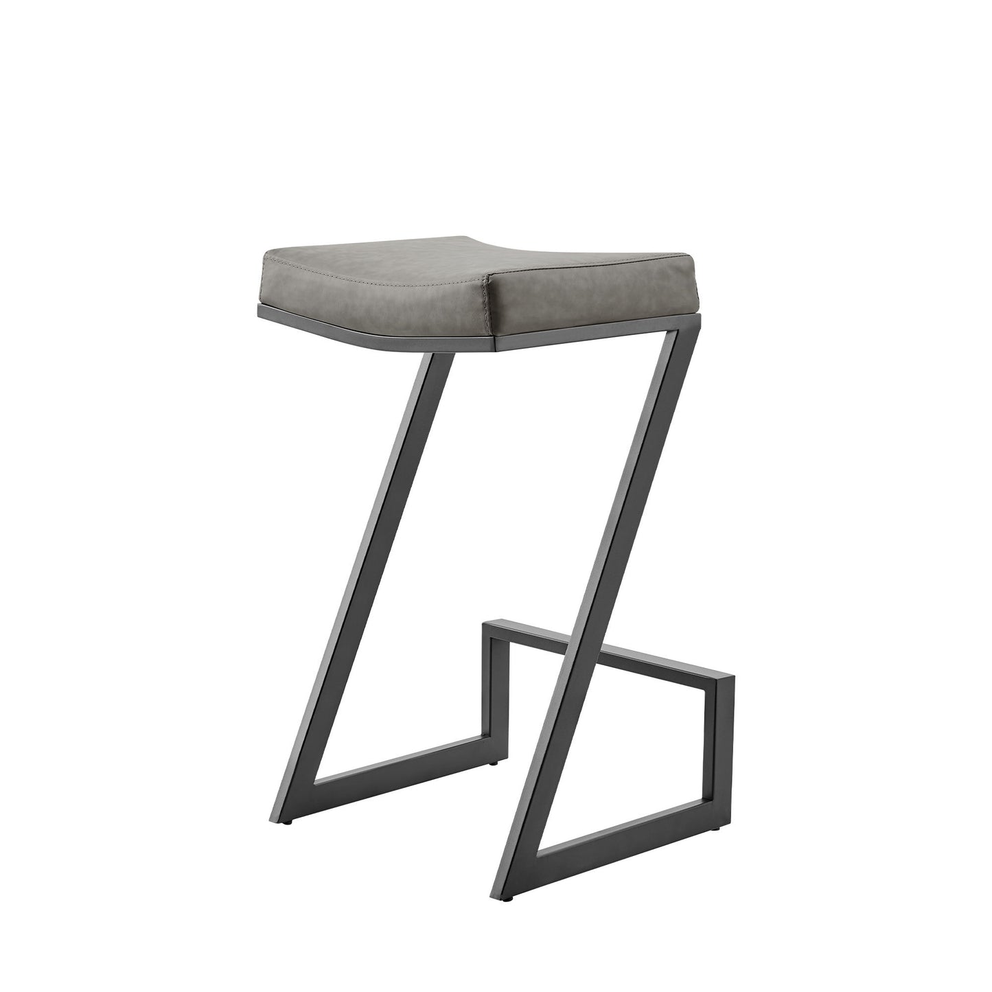 Atlantis - 30" Vintage Backless Bar Stool - Matte Black / Gray