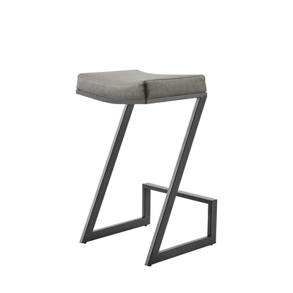 Atlantis - 30" Vintage Backless Bar Stool - Matte Black / Gray