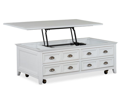 Heron Cove - Lift Top Storage Cocktail Table With Casters - Chalk White