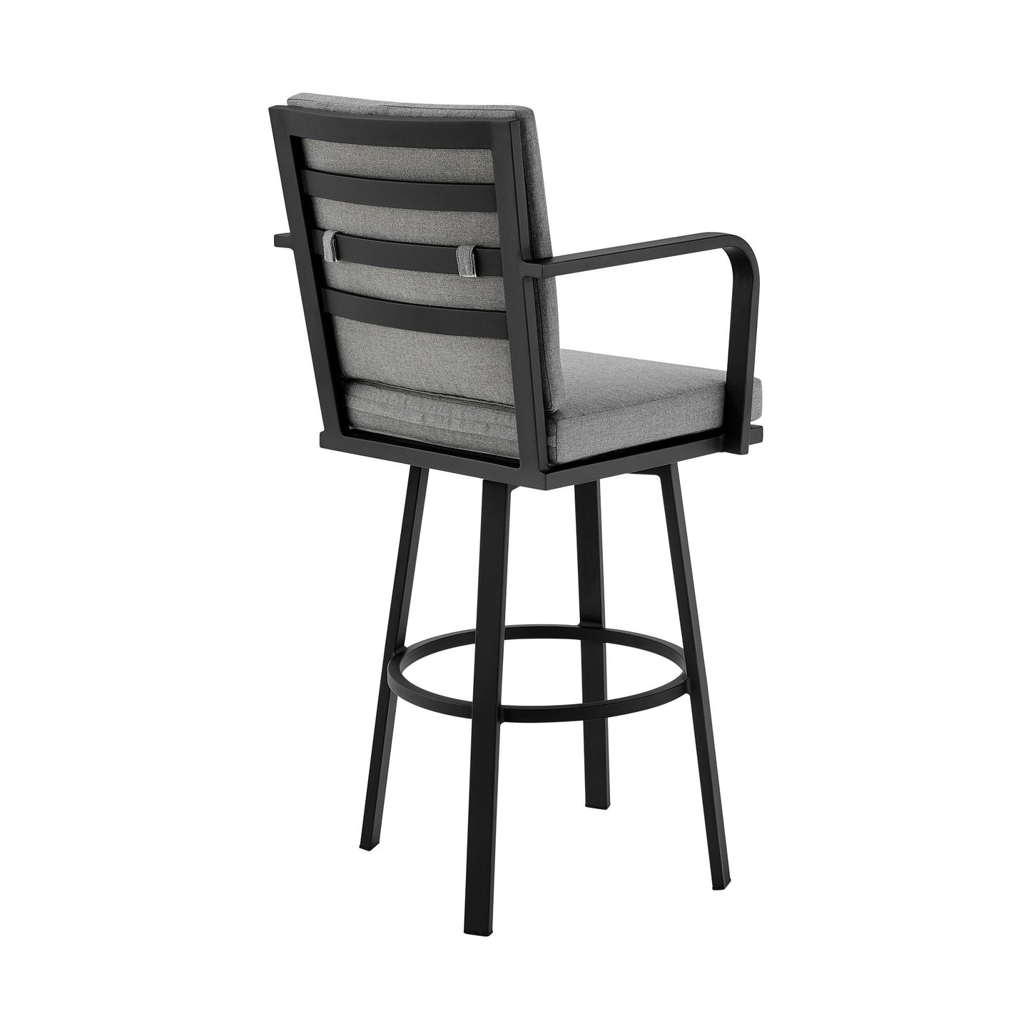 Arnauld - 30" Outdoor Patio Bar Stool With Cushions - Black / Gray