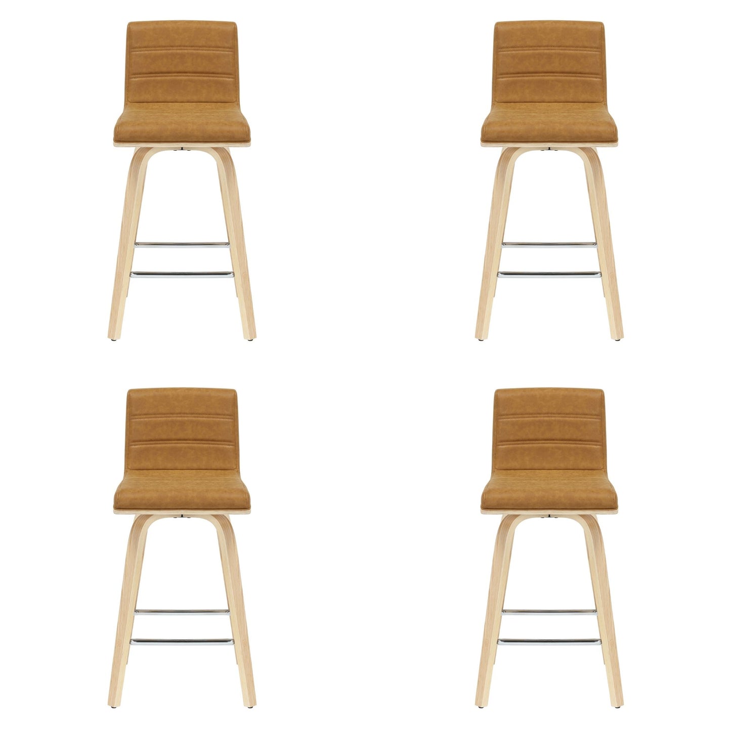 Vienna - 35.5" Swivel Counter Height Square Back Wood Bar Stool With Faux Leather Seat