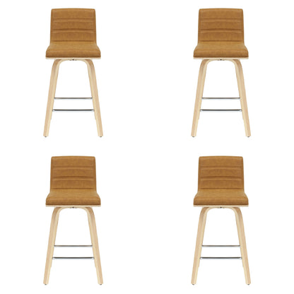 Vienna - 35.5" Swivel Counter Height Square Back Wood Bar Stool With Faux Leather Seat