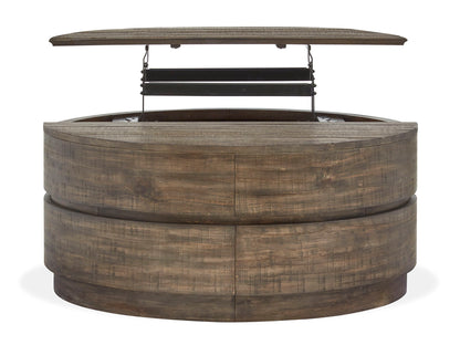 Baisden - Round Lift Top Cocktail Table With Casters - Tobacco
