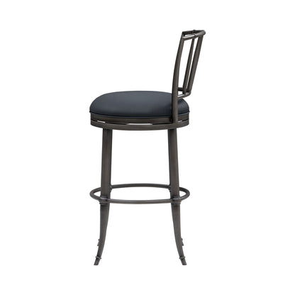 Vince - Commercial Grade Steel Frame Faux Leather Upholstered Swivel Bar Height Barstool