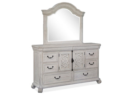 Bronwyn - Drawer Dresser With Shaped Mirror - Alabaster