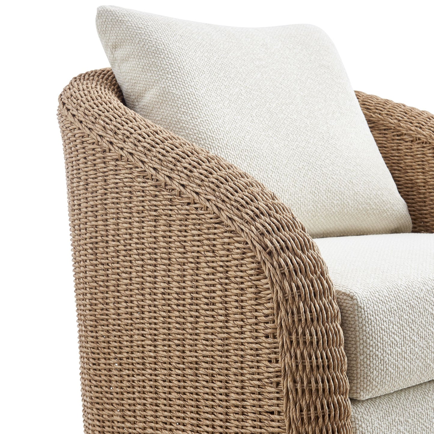 Pavilion - Rattan And Metal Outdoor Lounge Chair With Cushions - Boucle White / Natural