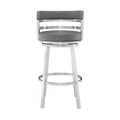 Titana - Swivel Faux Leather And Brushed Stainless Steel Bar Stool
