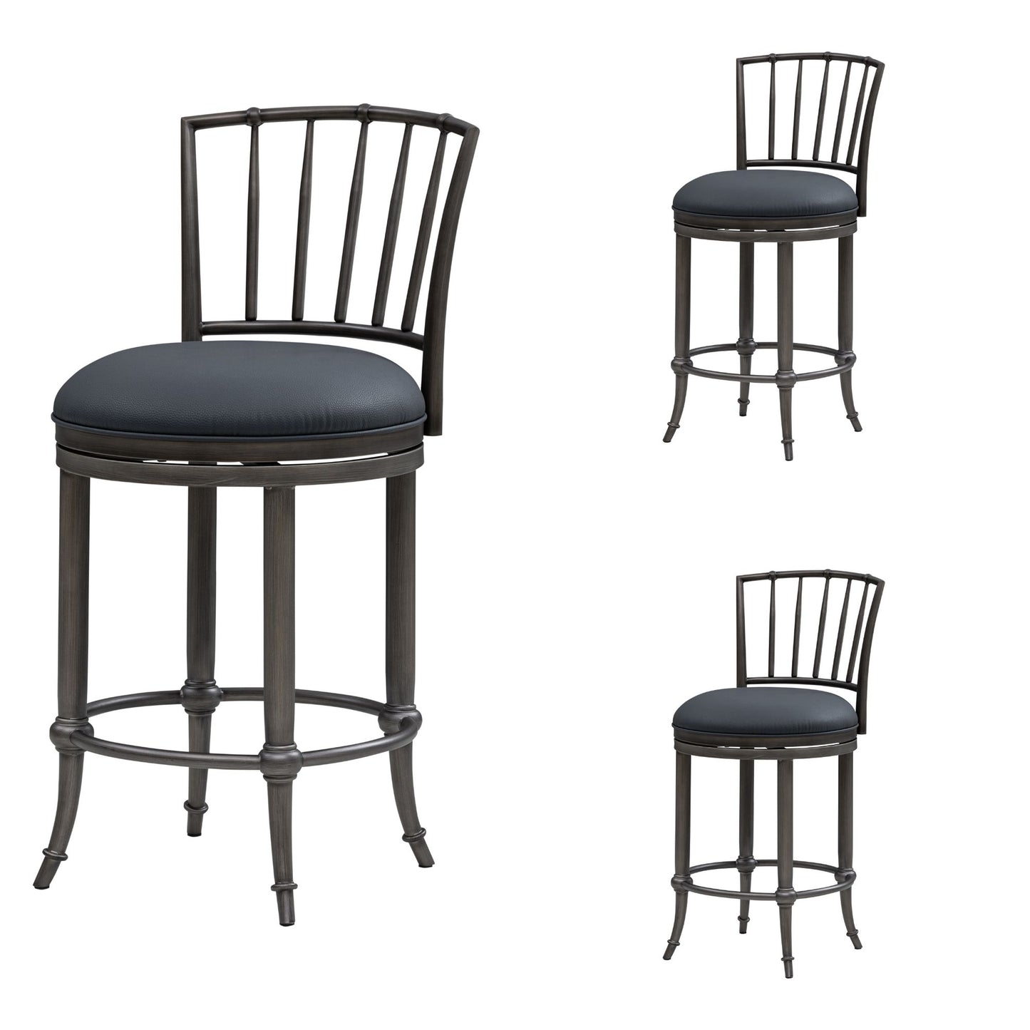 Vince - Commercial Grade Steel Frame Faux Leather Upholstered Swivel Counter Height Barstool