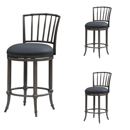 Vince - Commercial Grade Steel Frame Faux Leather Upholstered Swivel Counter Height Barstool