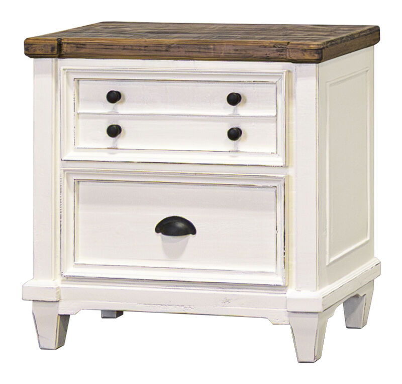 Amelia - Nightstand - Aged White / Warm Coffee