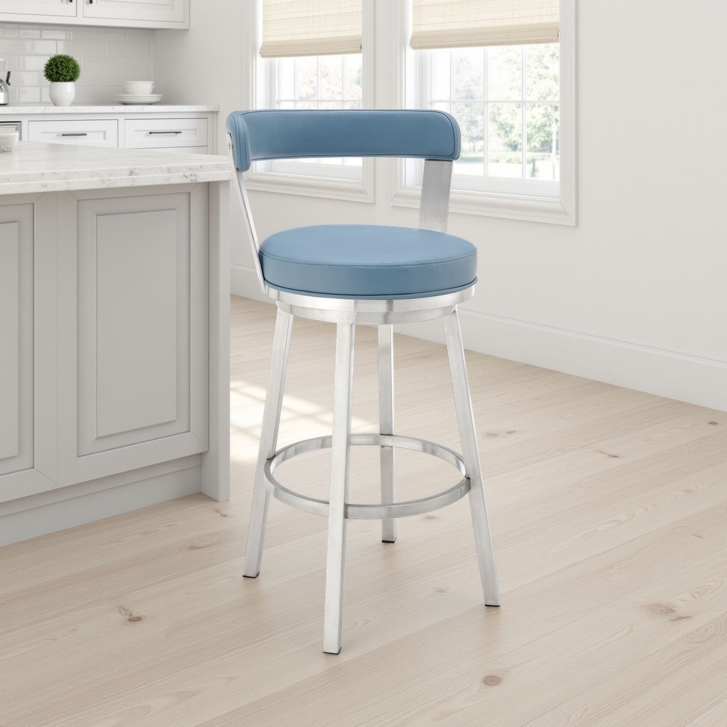 Bryant - Swivel Bar Stool With Silver Frame