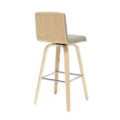 Vienna - 39.5" Swivel Bar Height Square Back Wood Bar Stool With Faux Leather Seat