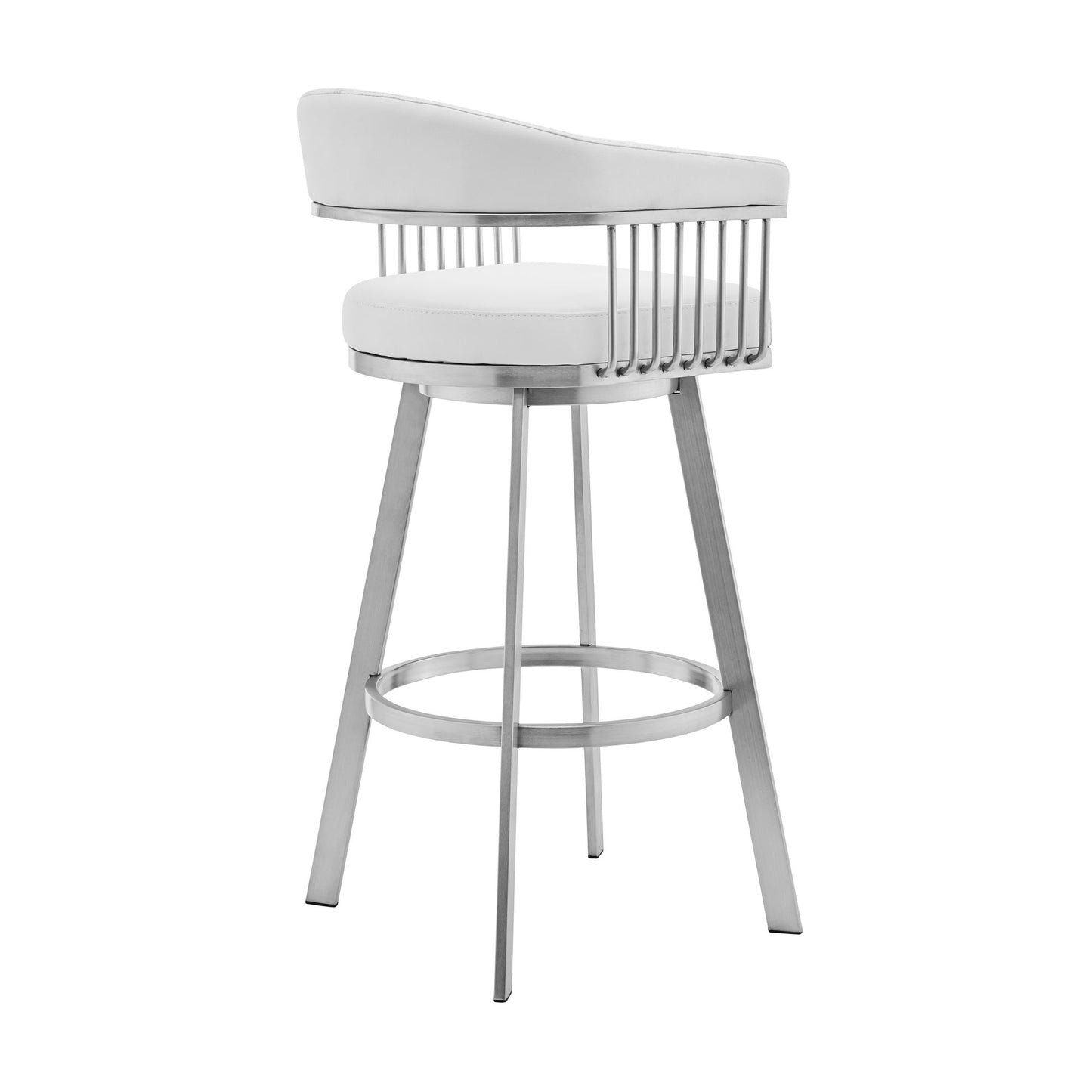 Bronson - Faux Leather And Brushed Stainless Steel Swivel Bar Stool