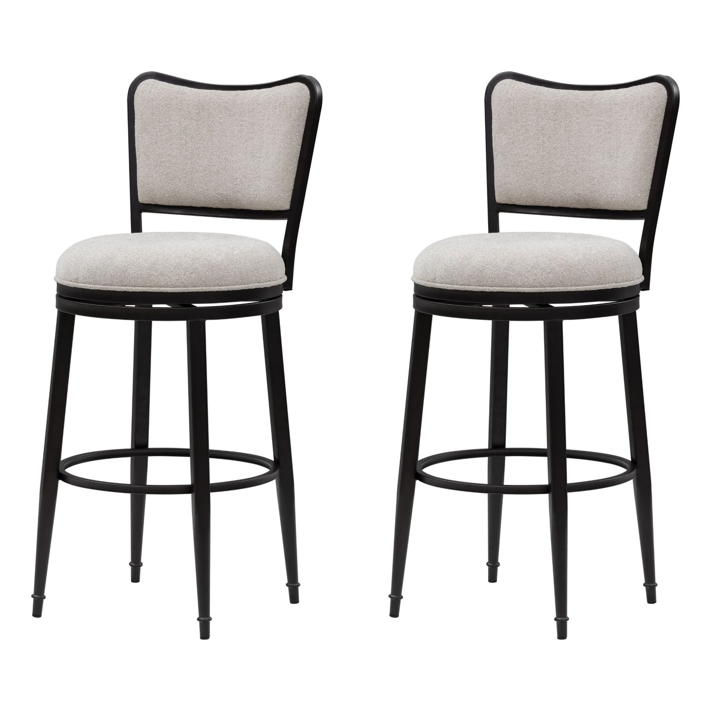 Baxter - Steel Frame Fabric Upholstered Swivel Bar Height Barstool