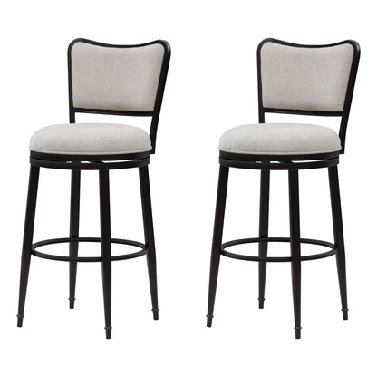 Baxter - Steel Frame Fabric Upholstered Swivel Bar Height Barstool