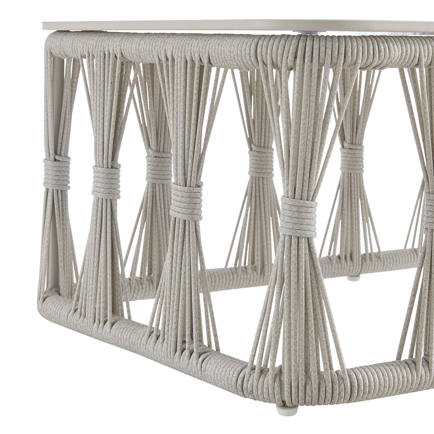 Breeze - Powder Coated Metal Rectangle Outdoor Coffee Table With Sintered Stone Table Top - Cream