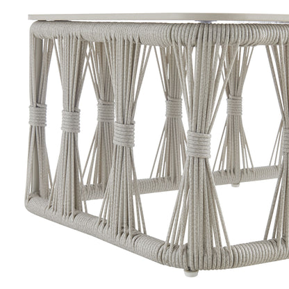 Breeze - Powder Coated Metal Rectangle Outdoor Coffee Table With Sintered Stone Table Top - Cream