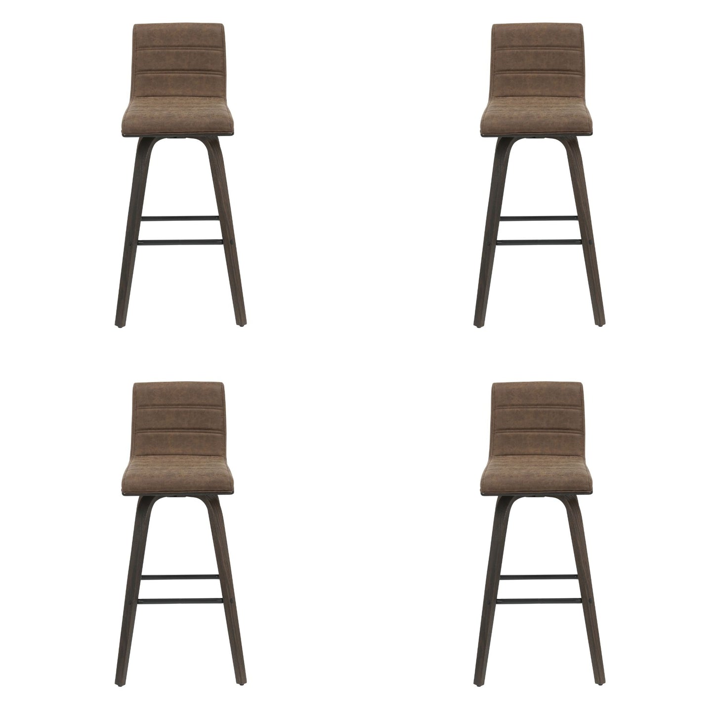 Vienna - 39.5" Swivel Bar Height Square Back Wood Bar Stool With Faux Leather Seat