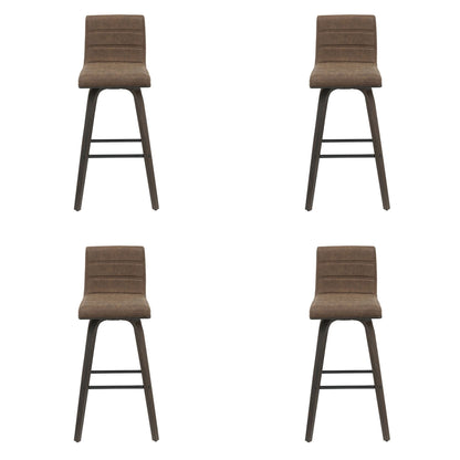 Vienna - 39.5" Swivel Bar Height Square Back Wood Bar Stool With Faux Leather Seat