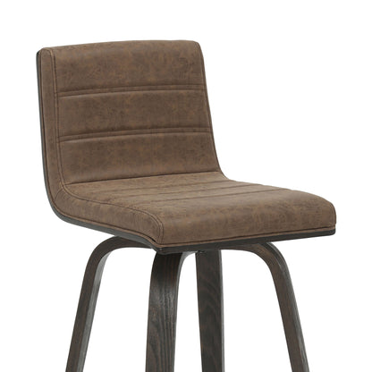 Vienna - 35.5" Swivel Counter Height Square Back Wood Bar Stool With Faux Leather Seat