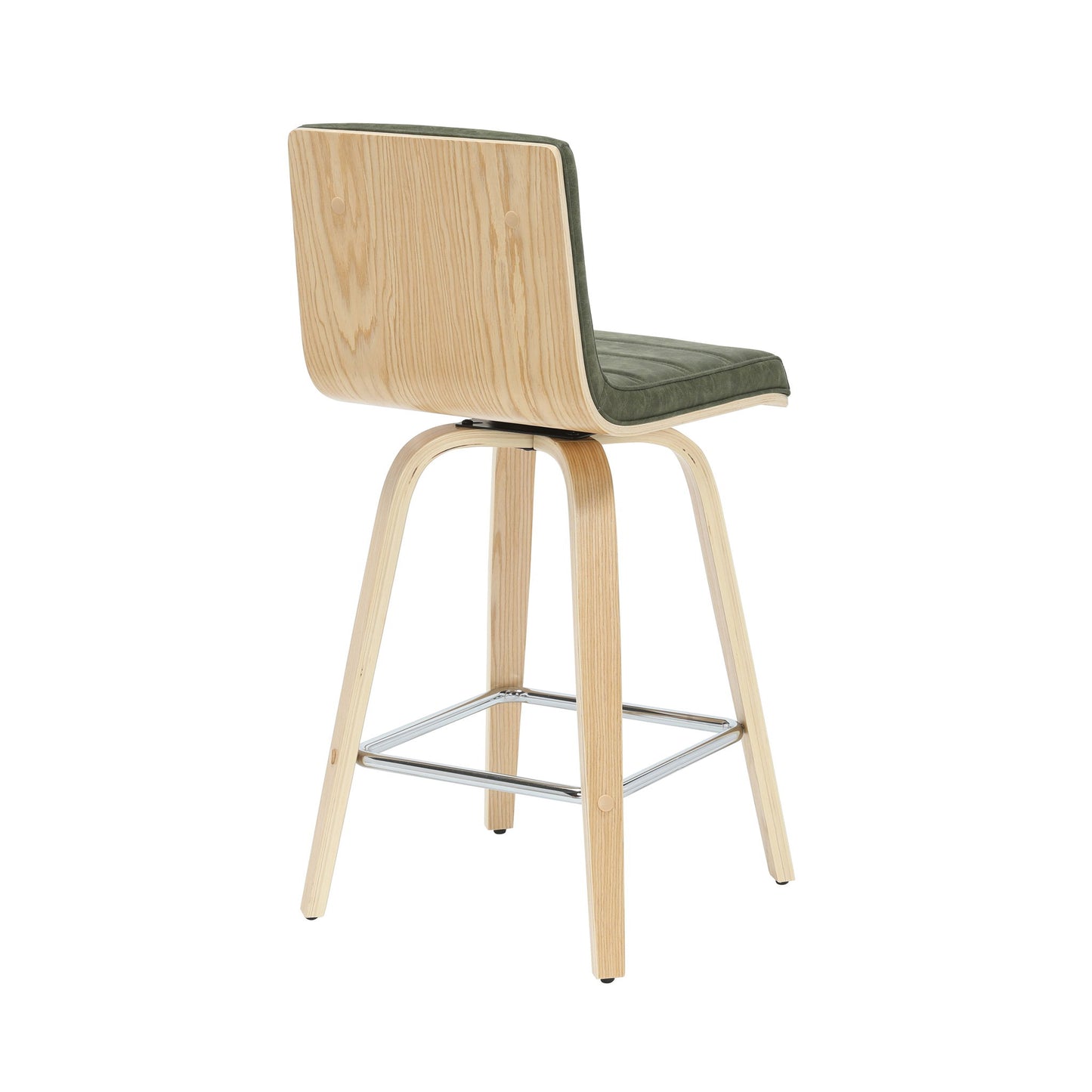 Vienna - 35.5" Swivel Counter Height Square Back Wood Bar Stool With Faux Leather Seat