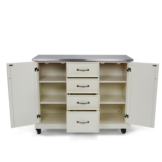Bay Lodge - Wood Kitchen Cart - White
