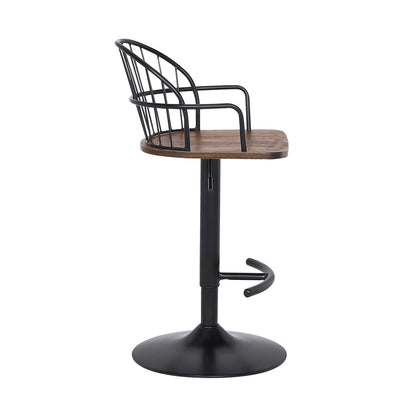 Edward - Adjustable Barstool - Black Powder / Walnut Glazed