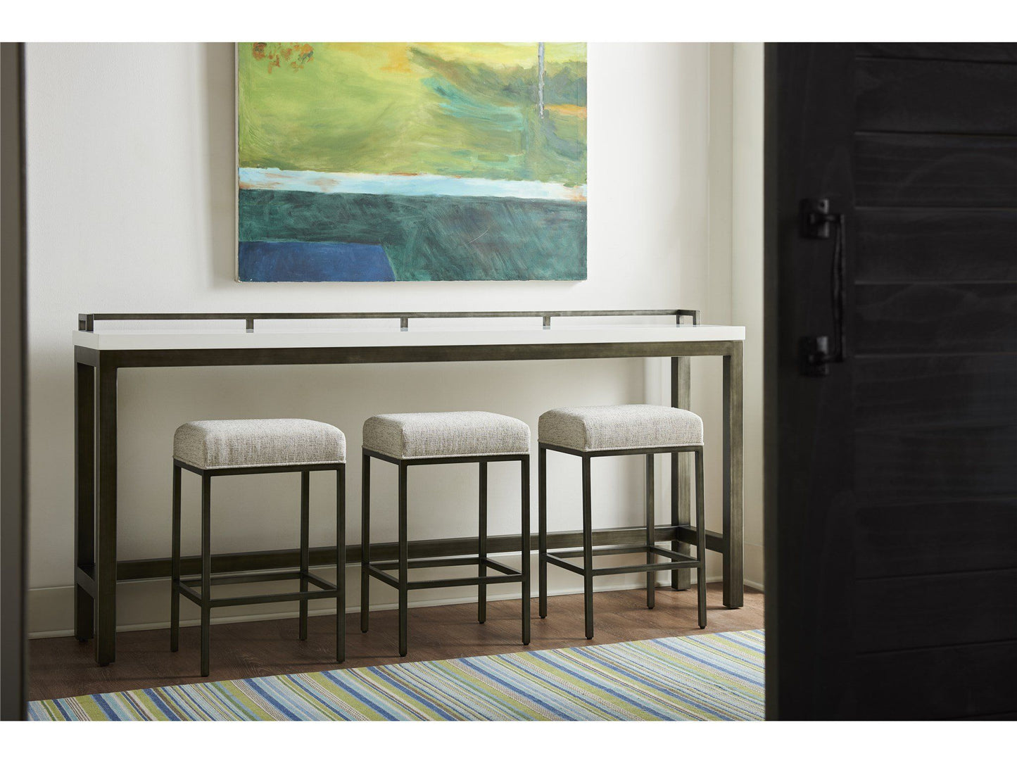 Curated - Essence Console Table With Stools - White