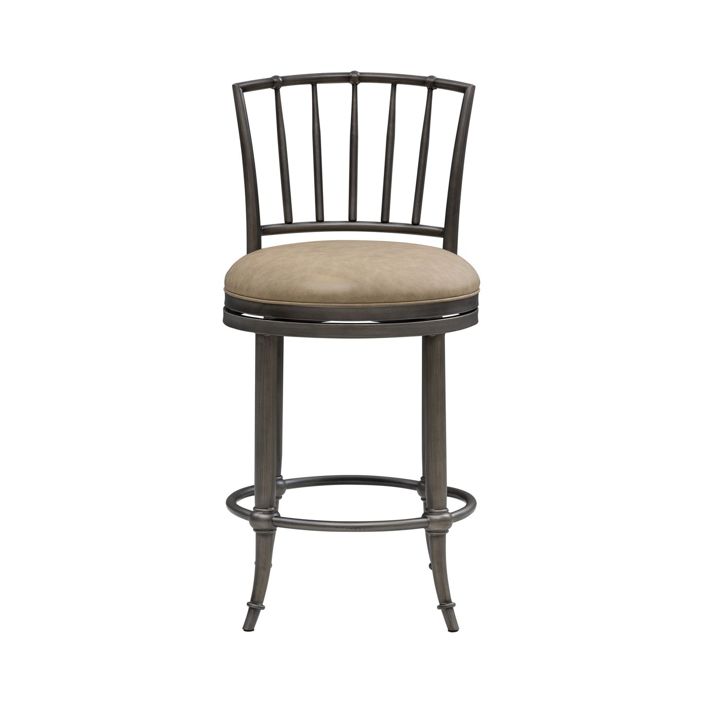 Vince - Commercial Grade Steel Frame Faux Leather Upholstered Swivel Counter Height Barstool