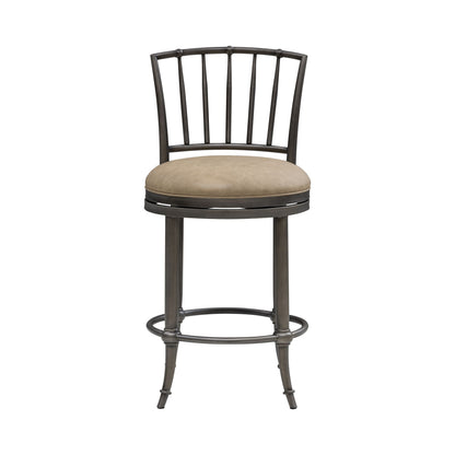 Vince - Commercial Grade Steel Frame Faux Leather Upholstered Swivel Counter Height Barstool