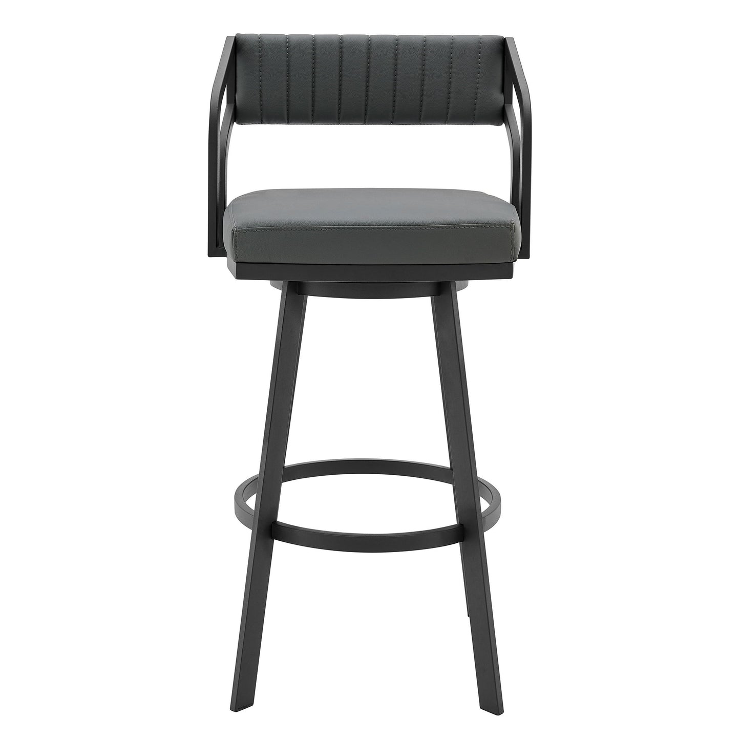 Scranton - 26" Swivel Modern Metal And Faux Leather Barstool - Slate Gray / Black