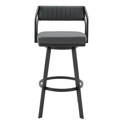 Scranton - 26" Swivel Modern Metal And Faux Leather Barstool - Slate Gray / Black