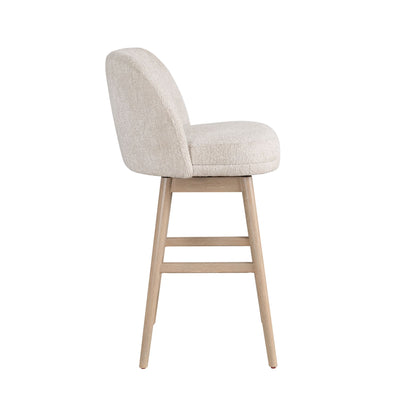 Sadie - Solid Wood Upholstered 30" Bar Height Swivel Barstool
