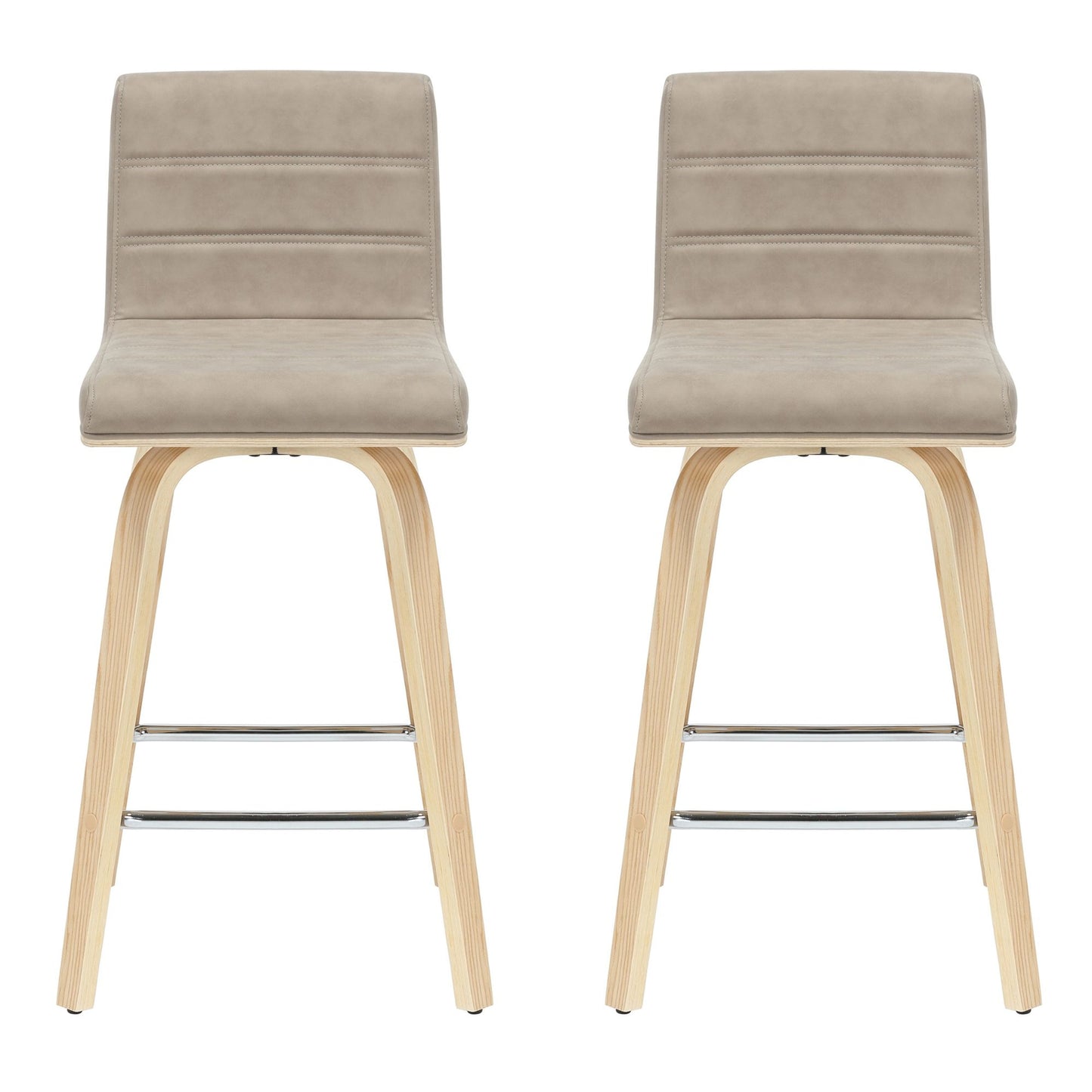 Vienna - 35.5" Swivel Counter Height Square Back Wood Bar Stool With Faux Leather Seat