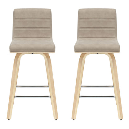 Vienna - 35.5" Swivel Counter Height Square Back Wood Bar Stool With Faux Leather Seat