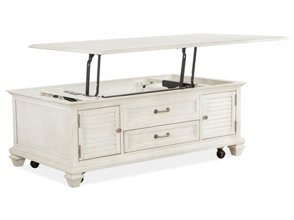 Newport - Lift Top Storage Cocktail Table (With Casters) - Alabaster